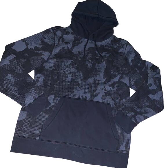 Men's Under Armour Black Loose Fit Cold Gear Camo Print Hoodie Size Med - Picture 1 of 11